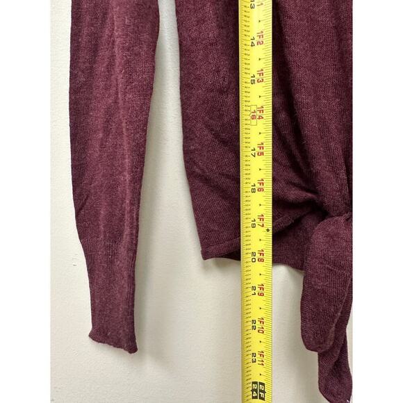 NWT Burgundy Size Small Maroon Wool Blend Long Sleeve Tie Front Sweater Casual - Picture 5 of 7